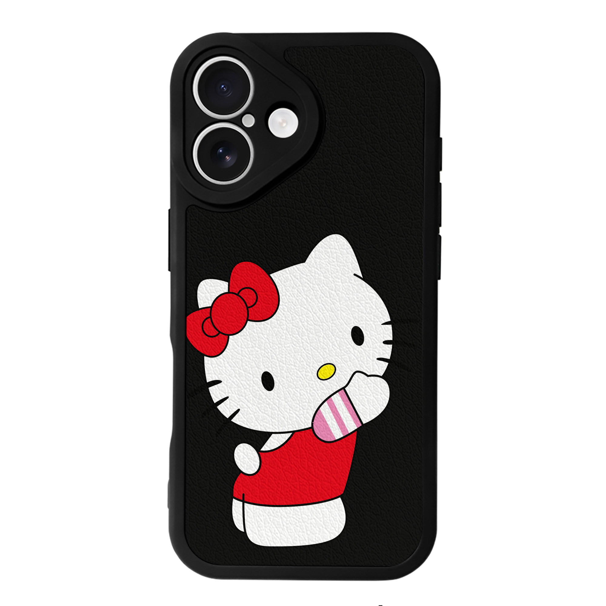 （画像用） Hello Kitty ハローキティ 【iPhone 16シリーズ対応】シリコンスマホケース（レザー調） 材質：シリコン